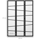HOMCOM 3 Panel Folding Room Divider Privacy Screen with Paulownia Wood Frame – Space Divider