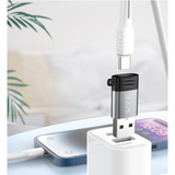 WYEFLOW USB-C to USB-A Mini Adaptor with Anti-Loss Lanyard – Plug and Play Data Transfer, Silver