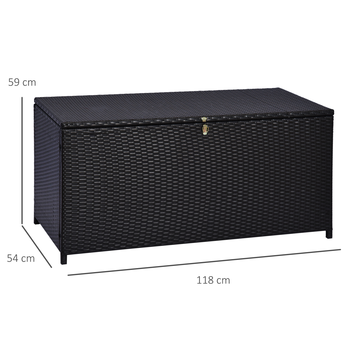 Outsunny Large Rattan Storage Box with Hydraulic Lift, 284L – Wicker Garden Chest, Outdoor Cabinet