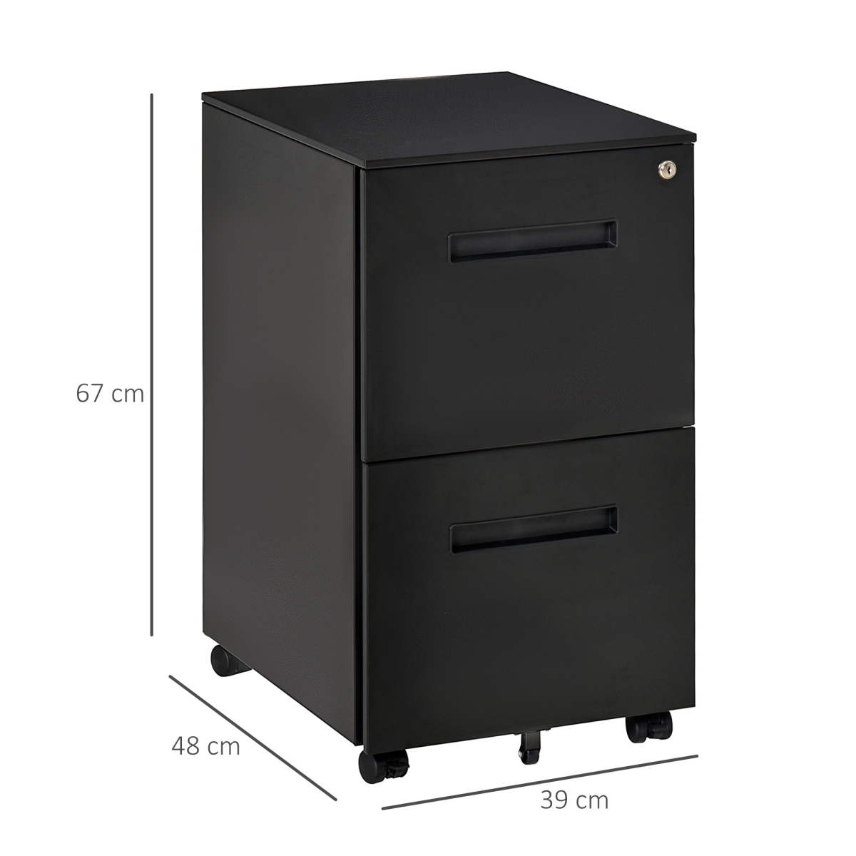 Vinsetto Mobile Lockable File Cabinet with Hanging File Rails & Partition – Under-Desk Storage, Black
