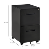 Vinsetto Mobile Lockable File Cabinet with Hanging File Rails & Partition – Under-Desk Storage, Black