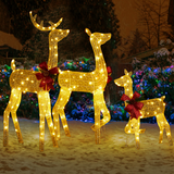 Lighted Christmas Reindeer Family – 3 Piece Outdoor Set with 200 Warm White Lights & Ground Stakes