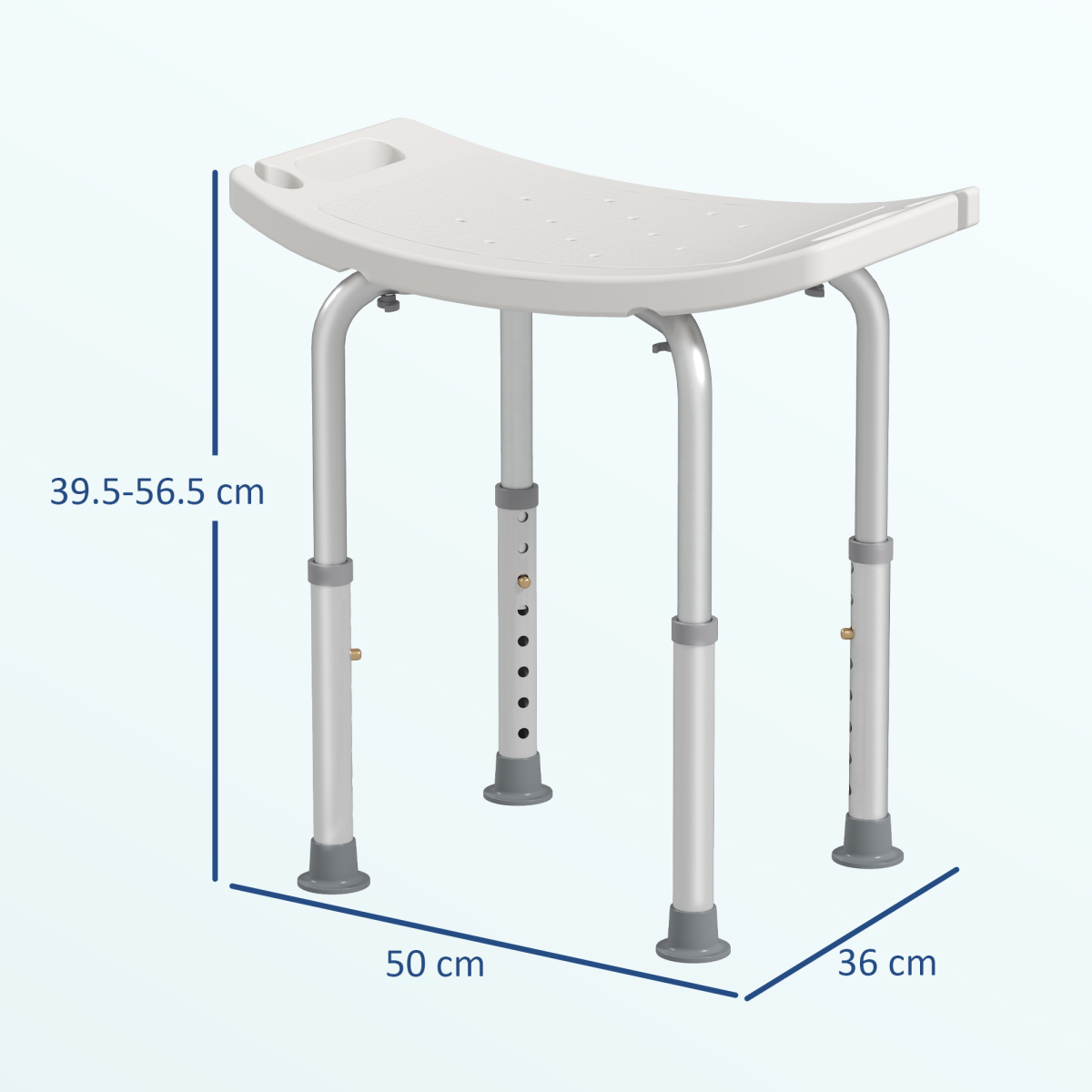 HOMCOM Mobility Shower and Bath Stool with Adjustable Height and Non-Slip Suction Feet – Aluminium Seat