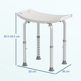 HOMCOM Mobility Shower and Bath Stool with Adjustable Height and Non-Slip Suction Feet – Aluminium Seat