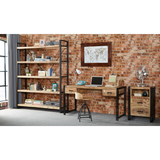 Cosmo Industrial Large Open Bookcase in Solid Mango Wood & Reclaimed Metal – Hand-Crafted Eco-Friendly Shelving