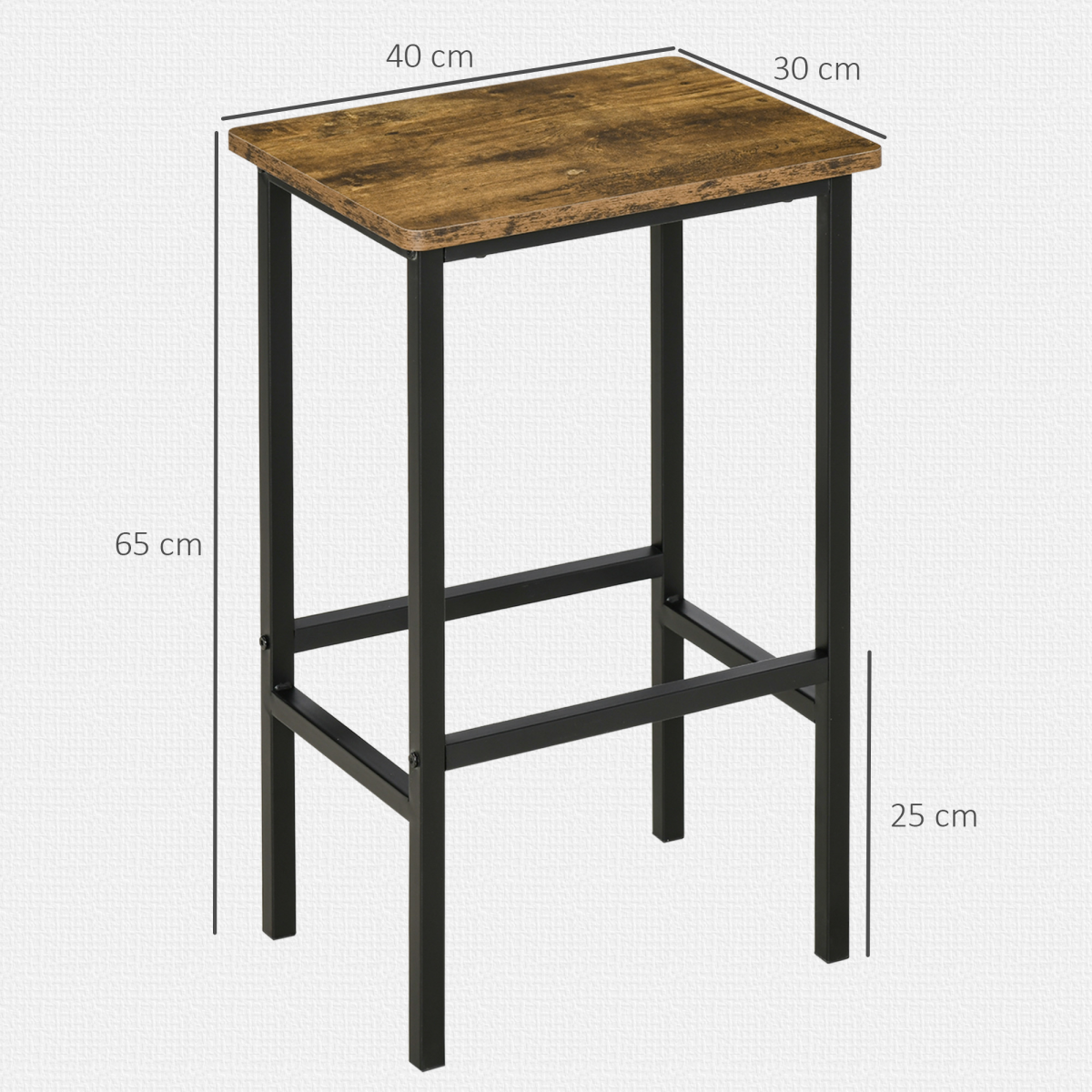 HOMCOM Set of 2 Kitchen Breakfast Bar Chairs with Footrest – Industrial Armless Stools, Brown