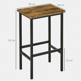 HOMCOM Set of 2 Kitchen Breakfast Bar Chairs with Footrest – Industrial Armless Stools, Brown