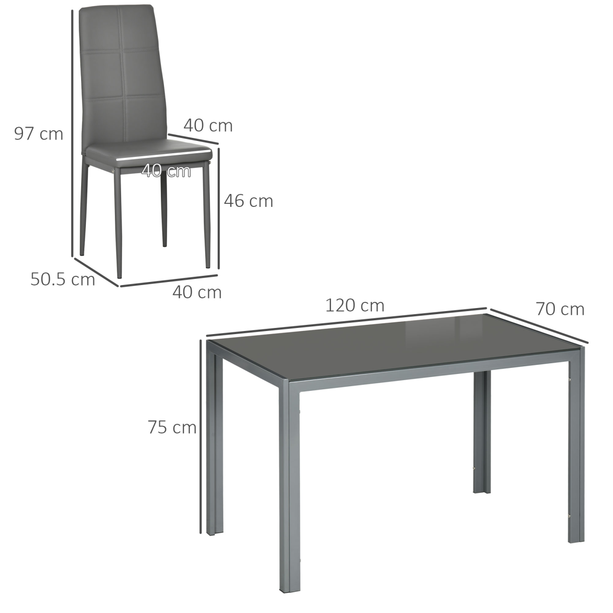 HOMCOM 5 Piece Glass Top Dining Set with 4 High-Back Padded Chairs – Dining Table and Chairs for Four