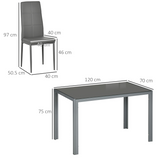 HOMCOM 5 Piece Glass Top Dining Set with 4 High-Back Padded Chairs – Dining Table and Chairs for Four