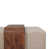 Artisan Furniture Solid Wood Arden Bench Duo with Boucle Seats & Central Table – Hallway Seating, Brown & Cream