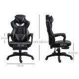 Vinsetto Reclining Racing Gaming Chair with Footrest & 170° Recline – Ergonomic Office Chair, Grey