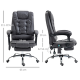 Vinsetto Heated Massage Office Chair with 6 Vibration Points – Reclining Chair with Footrest, Dark Grey