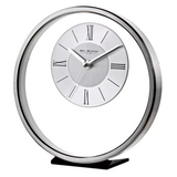 Widdop Round Silver Mantel Clock with Roman Dial and Glass Panel – Traditional Quartz Timepiece