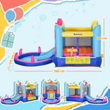 Outsunny Bouncy Castle with Slide, Water Pool, Trampoline & 5 Sprayers – Kids Garden Inflatable with Blower