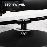 Swivel Recliner Chair with Footstool, 135° Manual Recline & Thick Foam Padding – PU Leather Armchair, Black