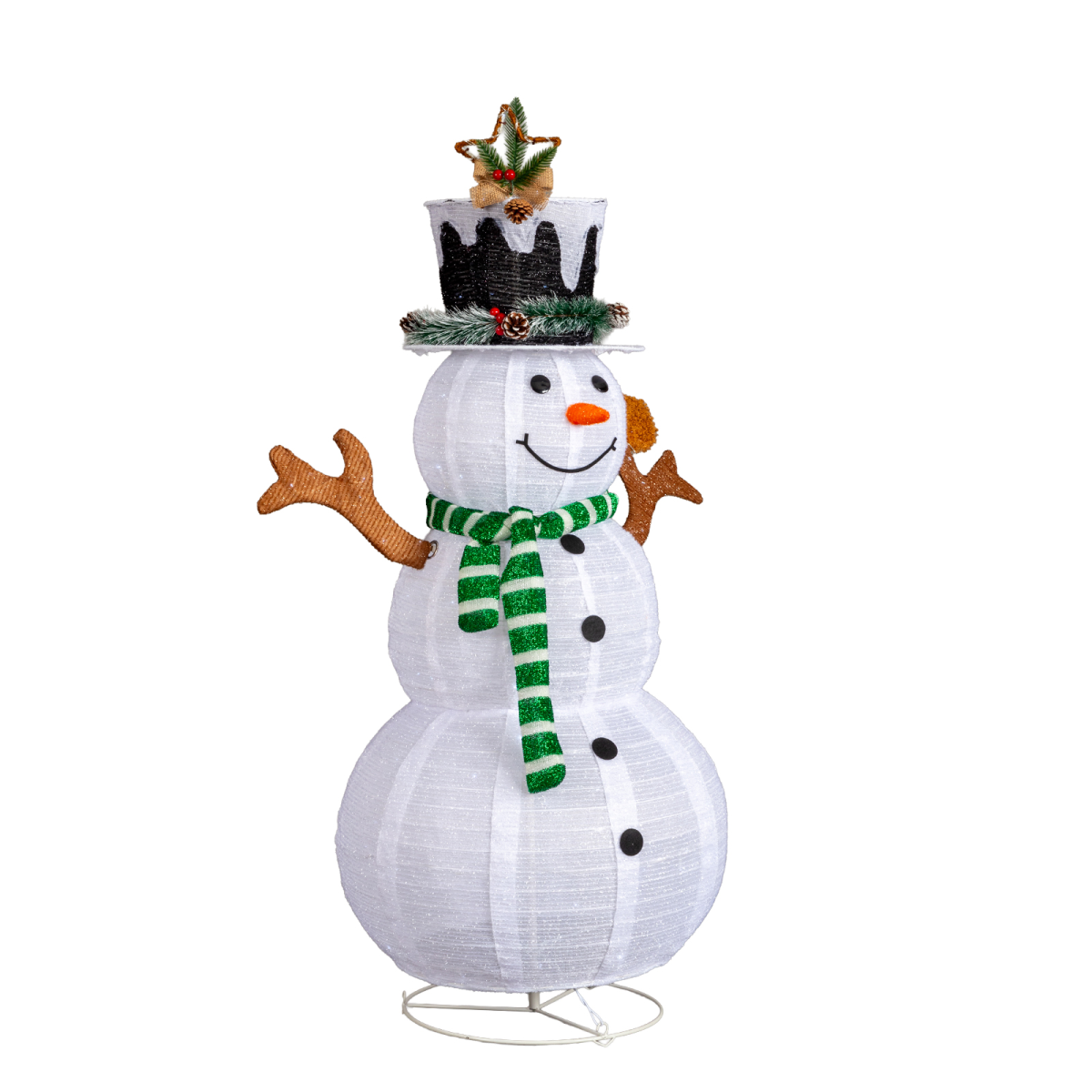 1.2m Pre-Lit Pull-Up Snowman & Squirrel Christmas Decoration with 120 White LEDs – Indoor & Outdoor Yard Decor