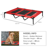 Pawhut Elevated Dog Bed with Raised Breathable Fabric Base – Portable Indoor and Outdoor Pet Cot, Red
