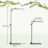 PawHut Reptile Lamp Stand with 86-129cm Adjustable Height, Steel Base & Hook – Heat Lamp Holder, Black