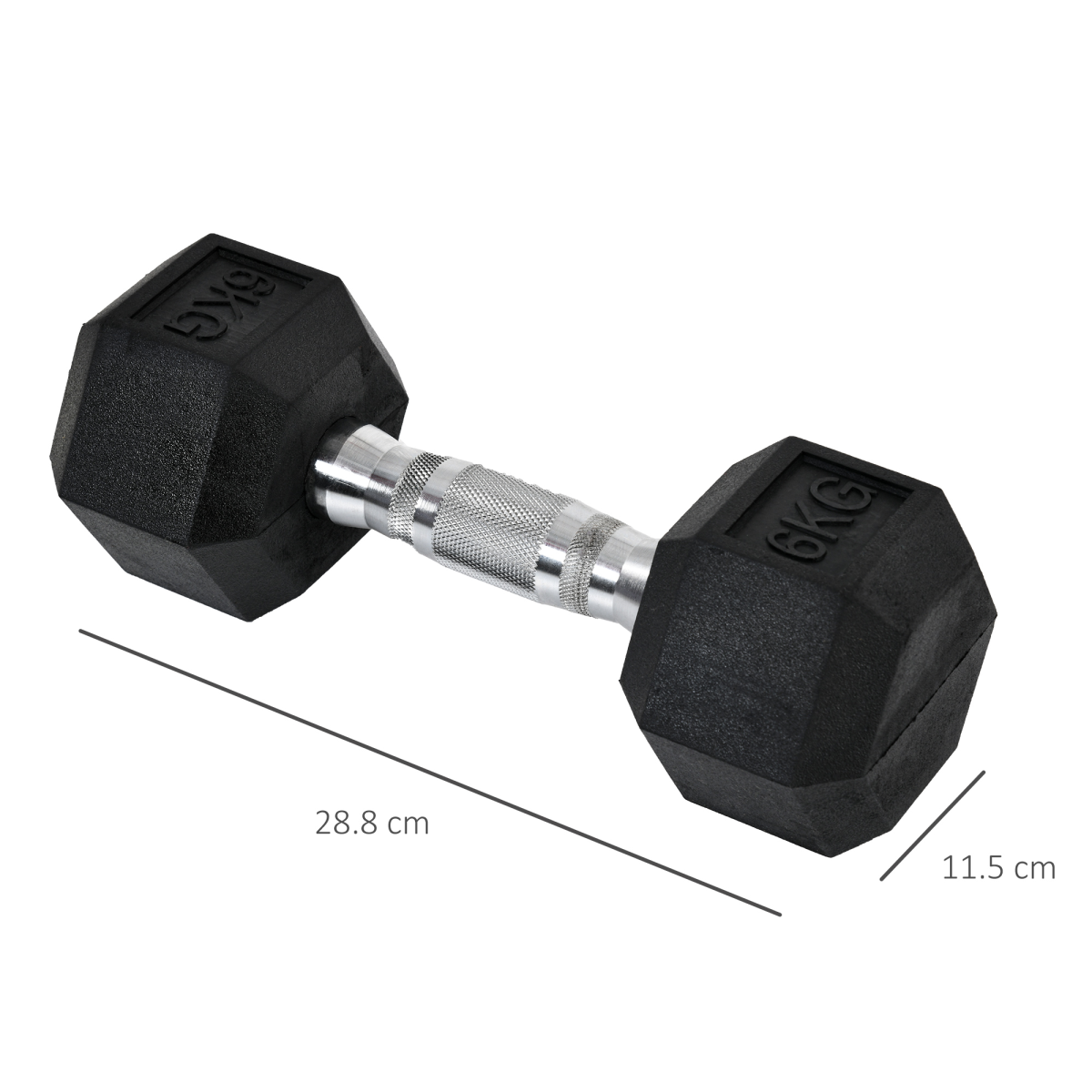 HOMCOM Hexagonal Dumbbells Set, 2 x 6kg with Knurled Handles & Anti-Roll Design – Home Gym Weight Lifting Hand Weights