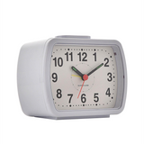 Widdop Quartz Bell Alarm Clock 5184W – Small Oblong Case, White and Green Dial