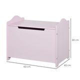 HOMCOM Kids Toy Box with Safety Lid – Pink Storage Chest for Bedroom, 60 x 40 cm, Ages 3+