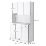 HOMCOM Freestanding Kitchen Cupboard with Doors, Drawer & Open Shelf – Pantry Storage for Kitchens