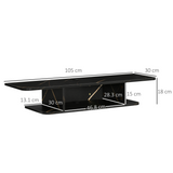 Floating Wall-Mounted TV Unit with Storage Shelves and Cable Management – Media Console, Black