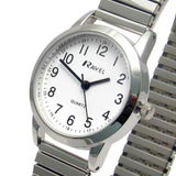 Ravel Ladies Bold Number Expander Bracelet Watch – White Dial, Gold Tone, 27mm, R0232.21.2