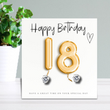 Aye Do Gifts Small 18th Birthday Gold Balloons Gift Hamper with Cubic Zirconia Earrings, Candle & Chocolates