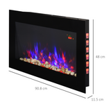 HOMCOM 1000W/2000W LED Electric Fireplace with Adaptive Heating, Remote Control & Timer