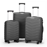 3-in-1 Hard Shell Suitcase Set – 20, 24 and 28 Inch, V-Stripe PP Trolley Cases, Dark Grey