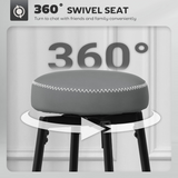Set of 2 Swivel Bar Stools with Faux Leather Padded Seats & Footrests – Kitchen Counter Stools, Grey