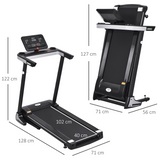 HOMCOM 500W Motorised Folding Treadmill, 1-12 km/h with 12 Preset Programs, LCD Display & Phone Holder