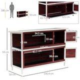 Pawhut Two-Tier Wooden Rabbit Hutch with Slide-Out Trays and Asphalt Roof – Elevated Bunny Cage for Small Pets