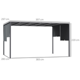 Outsunny 3x4m Garden Pergola with Retractable Roof & Solar LED Lights – Metal Gazebo, Grey