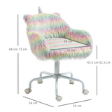 Vinsetto Fluffy Faux Fur Unicorn Desk Chair with Armrests – Padded Swivel Chair for Bedrooms & Playrooms