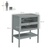 PawHut Wooden Hamster Cage with Storage Shelf & Openable Top – Multi-Platform Small Animal Habitat, Grey