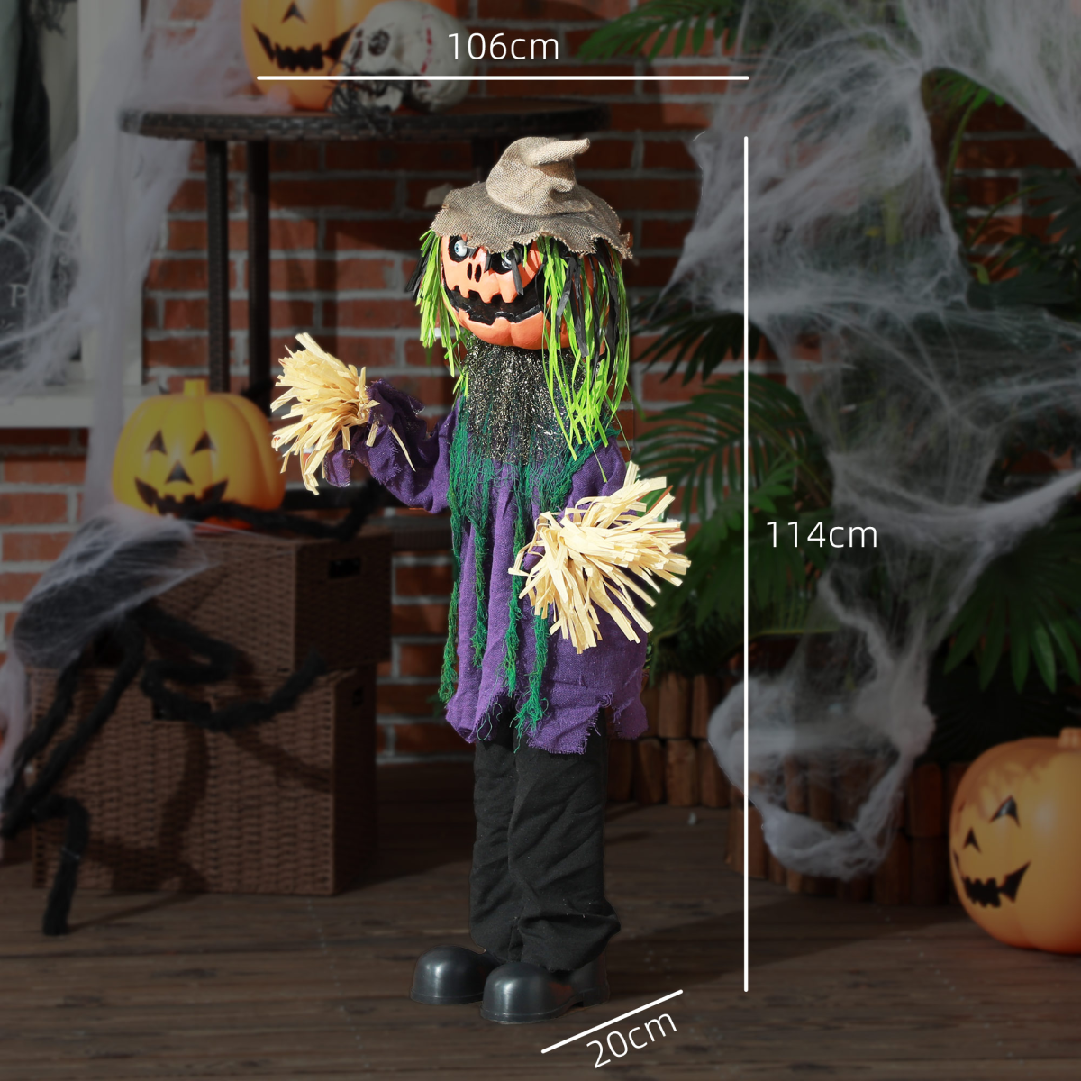 HOMCOM Pumpkin Halloween Animatronic Prop for Indoor Outdoor Decoration