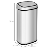 HOMCOM 68L Stainless Steel Automatic Sensor Bin – Touch-Free Hygienic Kitchen Bin, Silver