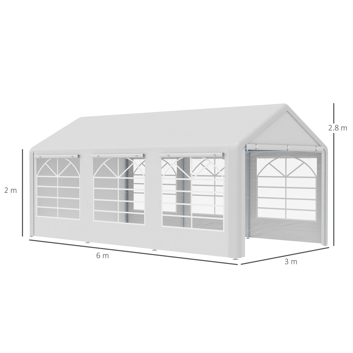 Outsunny 20 x 10 Car Tent with Water-Resistant Sidewalls & Zipped Doors – Outdoor Canopy Shelter, White