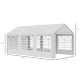 Outsunny 20 x 10 Car Tent with Water-Resistant Sidewalls & Zipped Doors – Outdoor Canopy Shelter, White