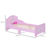 Princess Castle Toddler Bed with Side Rails & Slats – Pink Kids Bed Frame, Ages 3-6