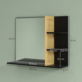 HOMCOM Bathroom Mirror Wall Mount Vanity Mirror with 4 Storage Shelves, Black
