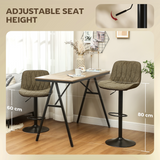 Set of 2 Adjustable Bar Stools with High Backs, Linen-Look Upholstery & 360° Swivel – Gas Lift Kitchen Stools