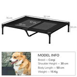 PawHut Large Elevated Pet Cot – Portable Raised Dog Bed for Camping & Outdoors, Black, 92 x 76 cm