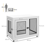 PawHut Dog Kennel End Table with Two Doors & Soft Cushion – Indoor Crate for Large Dogs, White