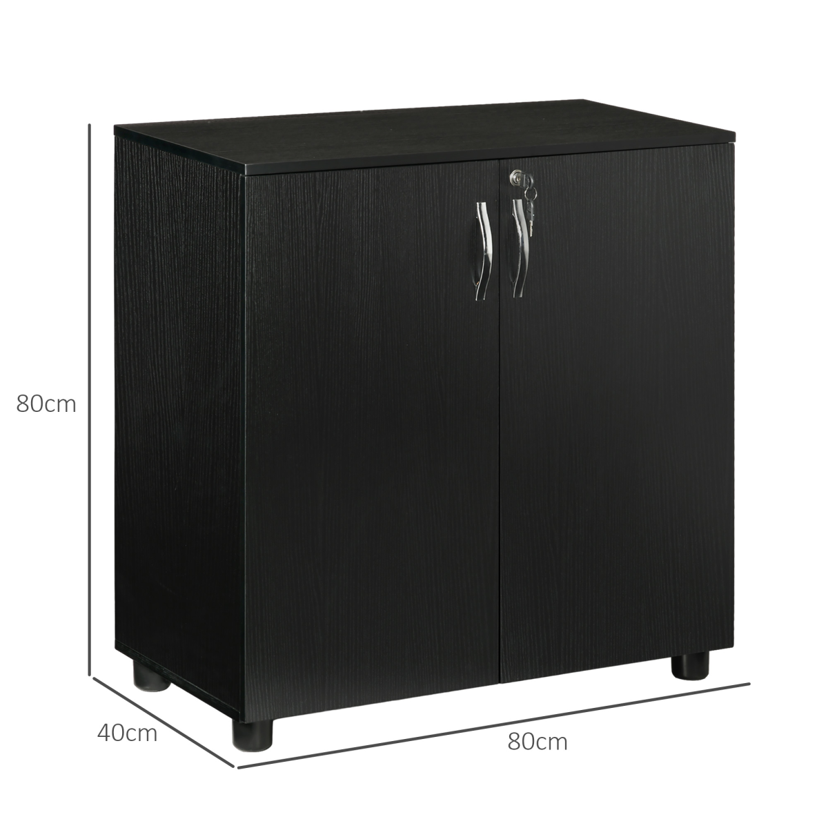 HOMCOM 2-Tier Locking Office Storage Cabinet with Two Keys – Home Office File Storage, Black
