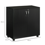 HOMCOM 2-Tier Locking Office Storage Cabinet with Two Keys – Home Office File Storage, Black