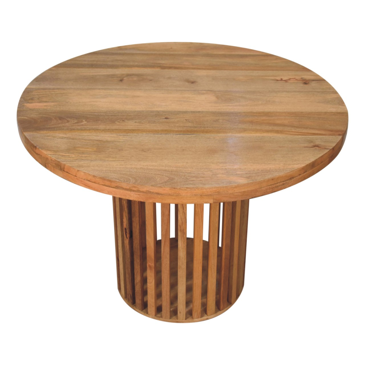 Artisan Furniture Ariella Solid Mango Wood Round Dining Table – Japanese-Inspired Design, Oak-Effect, Brown