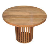 Artisan Furniture Ariella Solid Mango Wood Round Dining Table – Japanese-Inspired Design, Oak-Effect, Brown